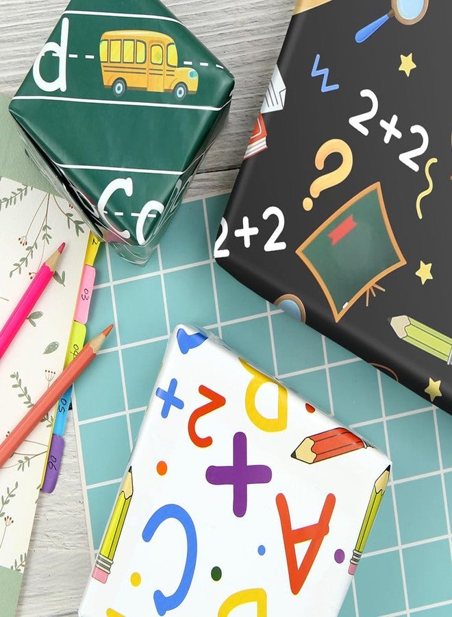 Geluode Back to School Wrapping Paper -Bus Apple Pencil ABC Wrapping Paper 8 Sheets Folded Flat 20 x 28Inches Gift Paper for Kindergarten Preschool Lower School First Day of School - Image 4